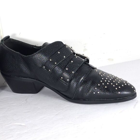 Rebecca Minkoff Women's Astral US9,5M Black Leather Studded Double Strap Bootie - Picture 7 of 15